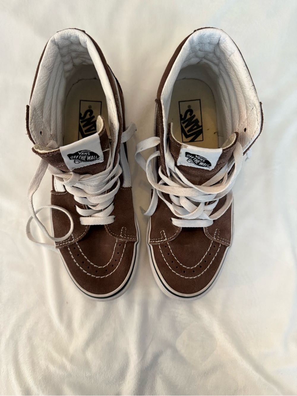 Vans Sk8-Hi Brown White Suede Canvas High Top Sneakers Women’s 8 Men’s 6.5 - Picture 4 of 7